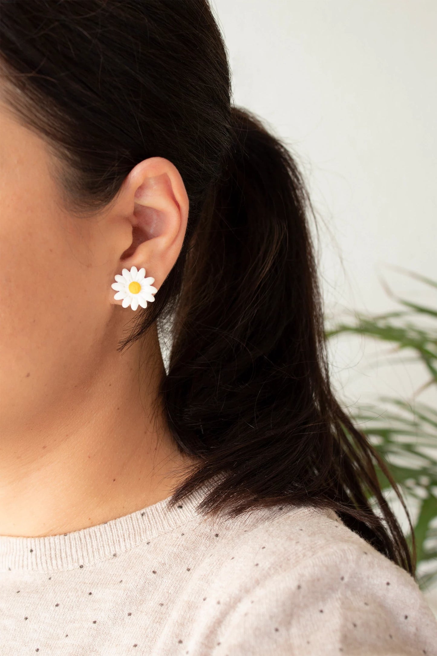 Boho floral stud earrings with sterling silver or gold-plated options