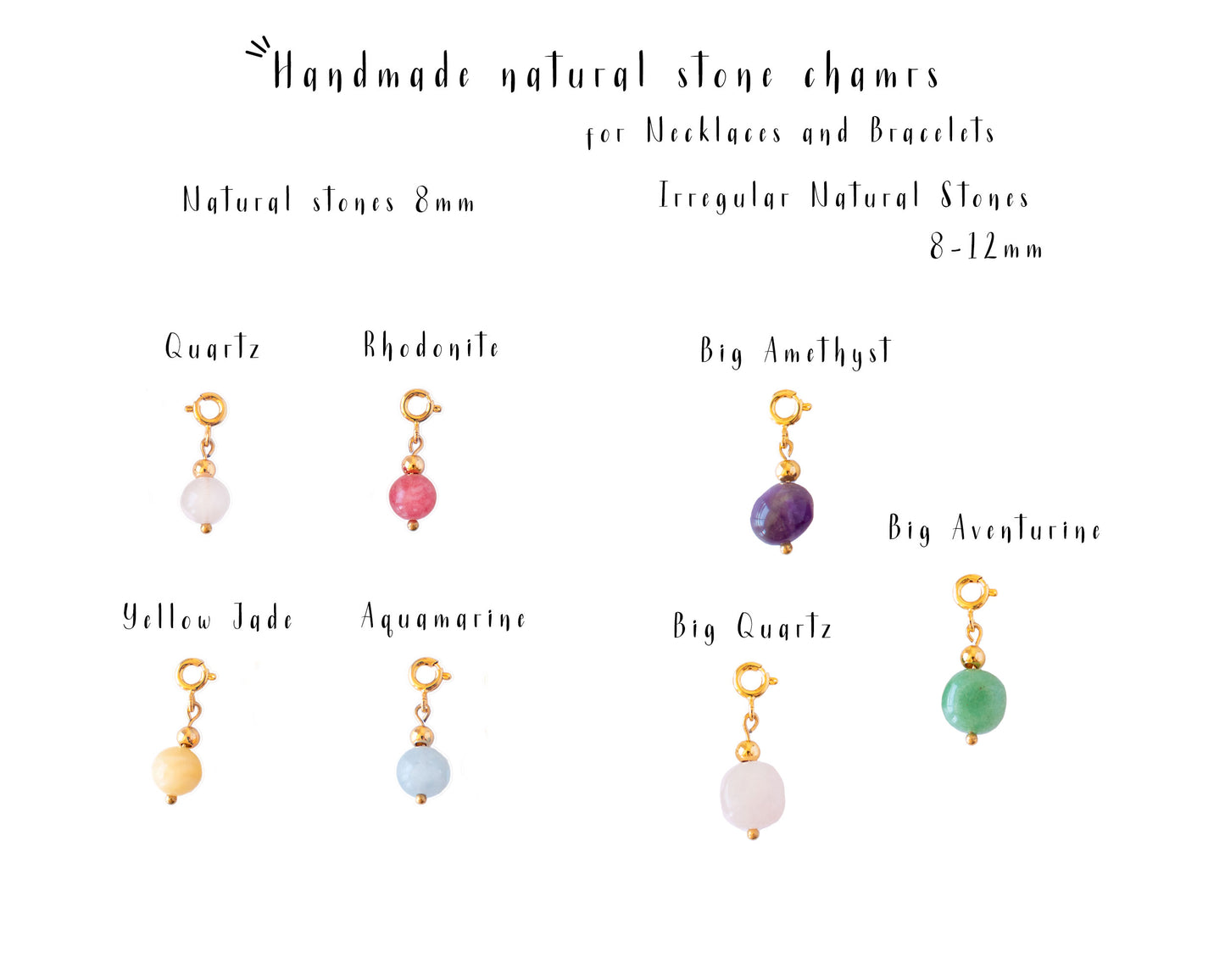 Interchangeable Charms with Clasp | Add-On Fruit, Ocean, Gemstone & Floral Charms