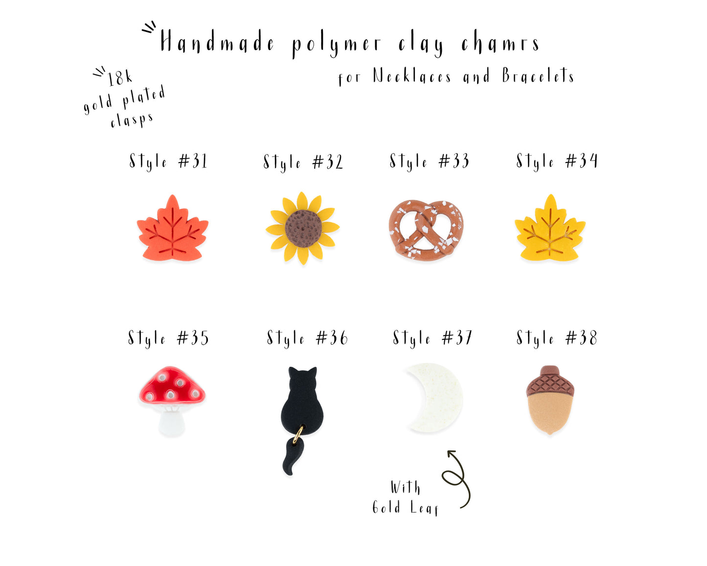 Interchangeable Charms with Clasp | Add-On Fruit, Ocean, Gemstone & Floral Charms
