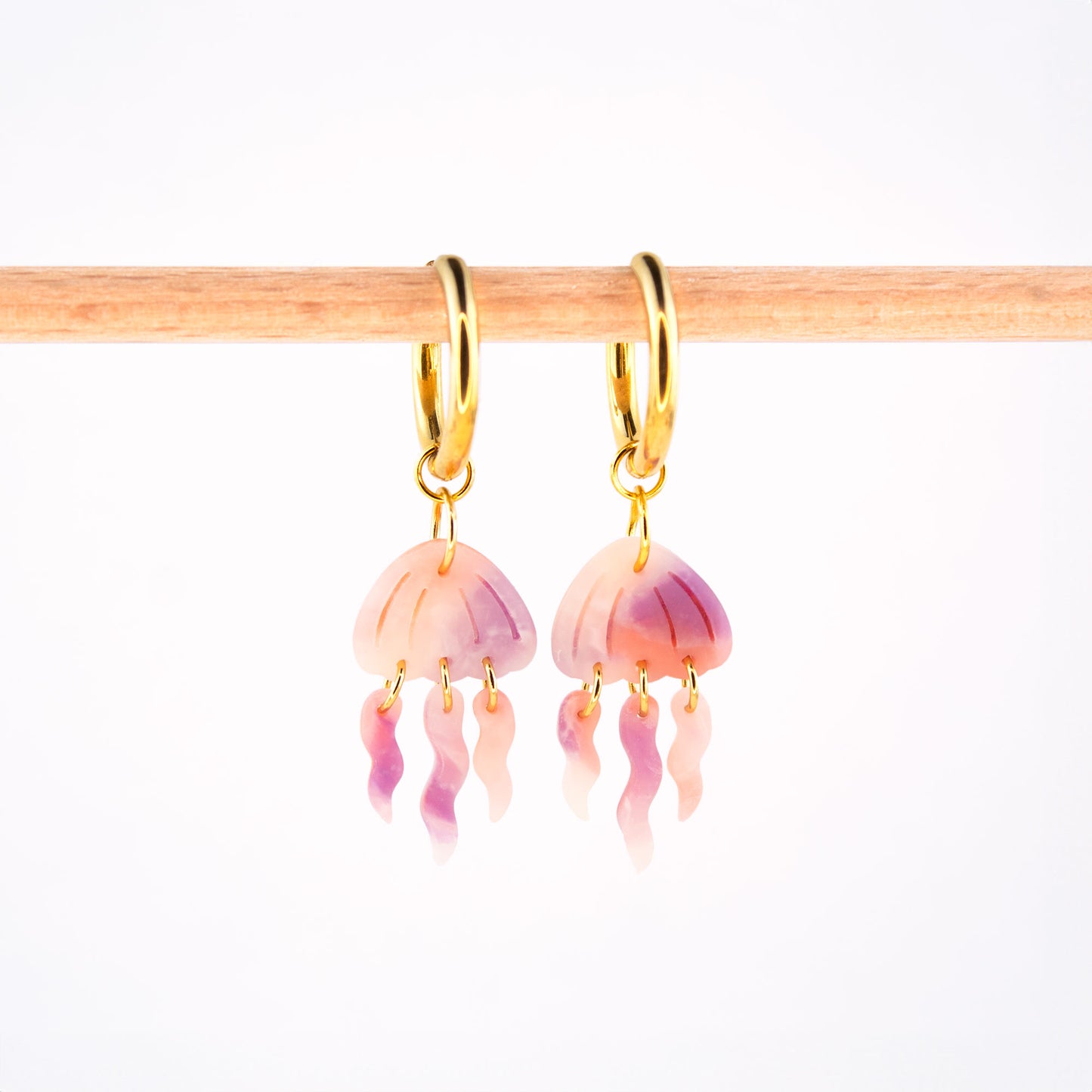 Jellyfish charm hoop earrings, summer jewelry