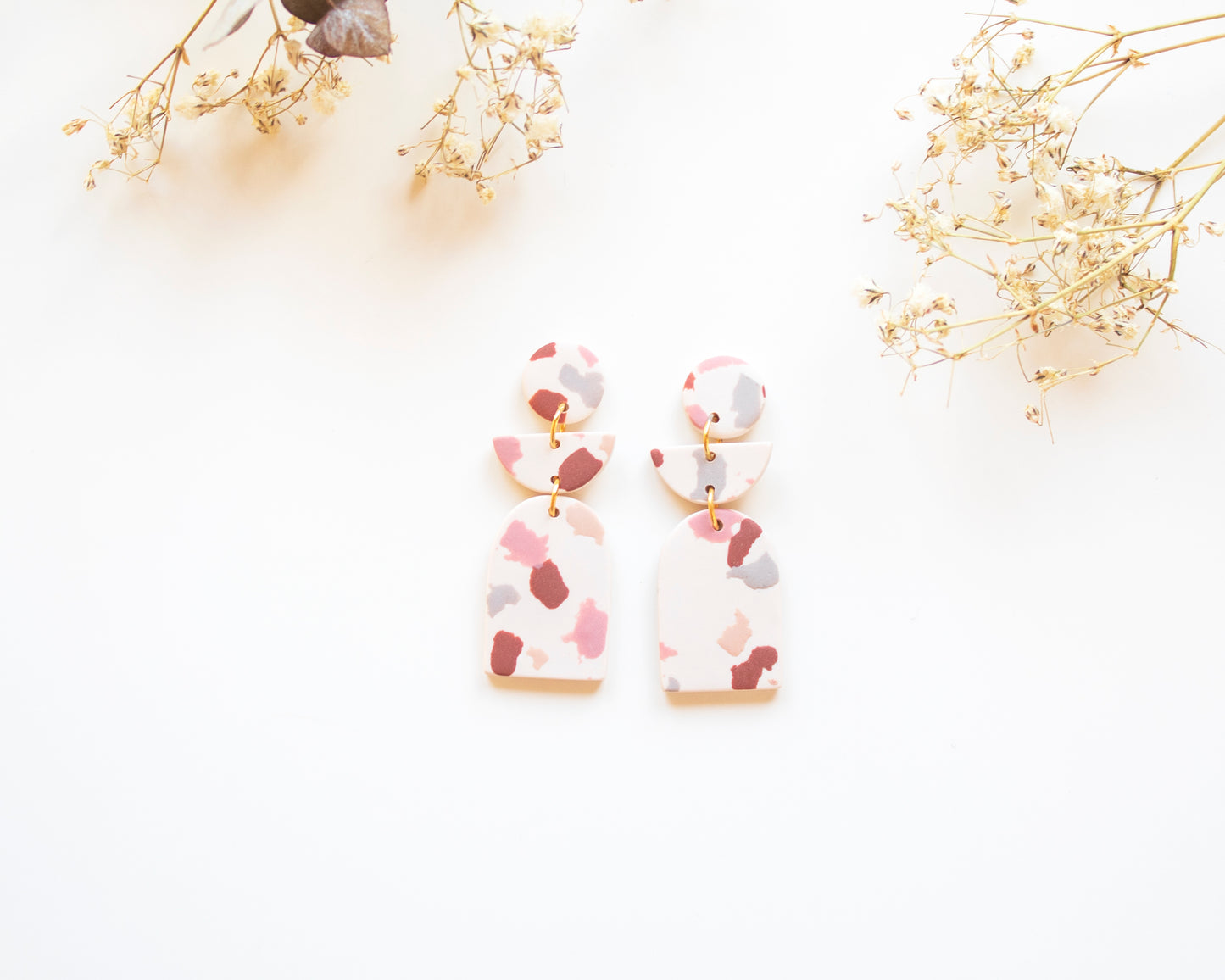 Terrazzo Earrings Dangle | Handmade Boho Jewely