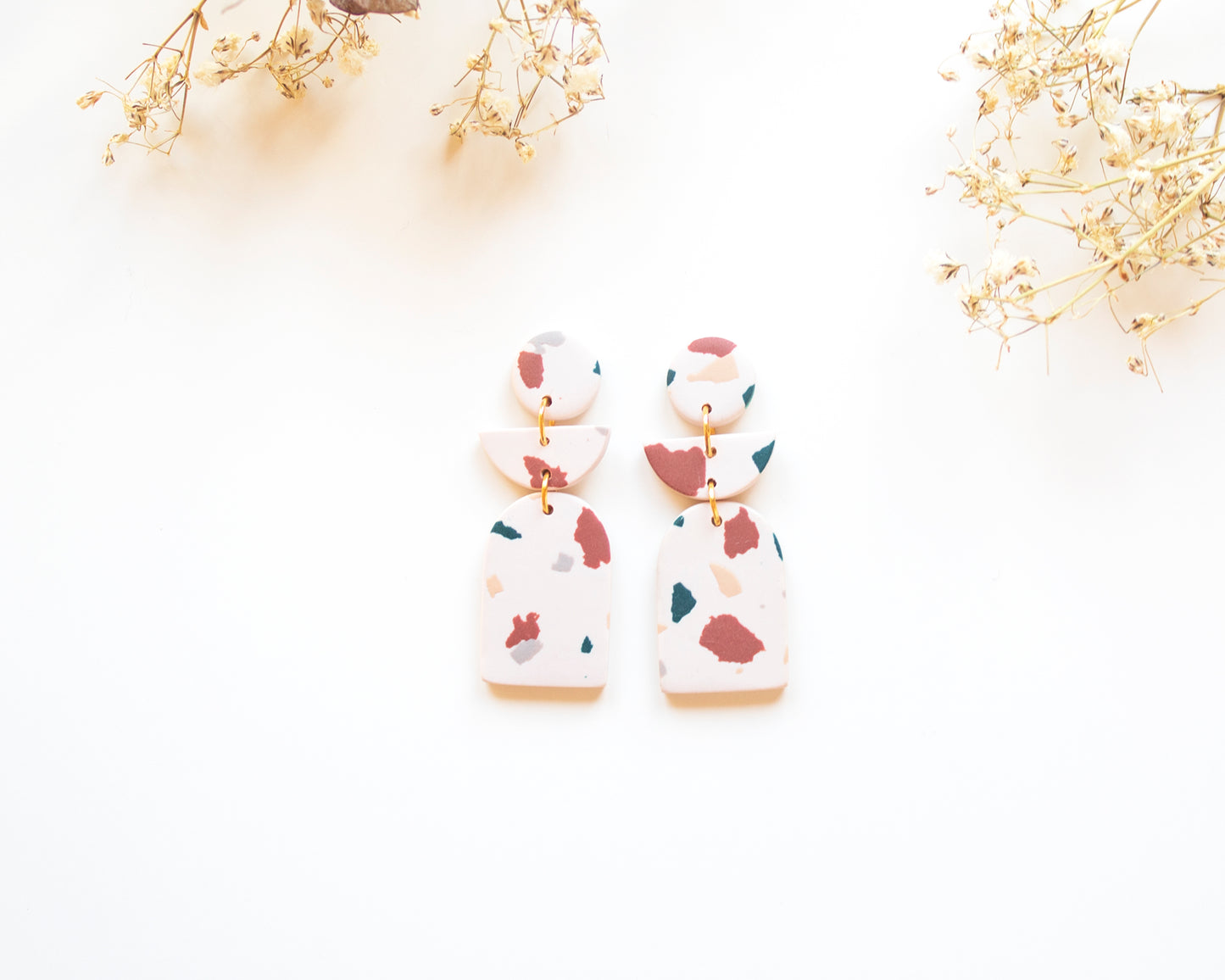 Terrazzo Earrings Dangle | Handmade Boho Jewely