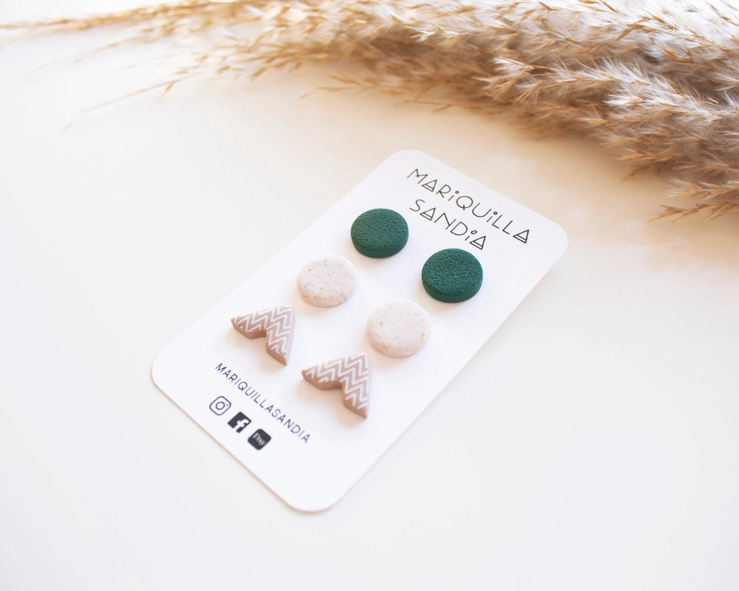 Small clay earrings set, artisan jewelry for women