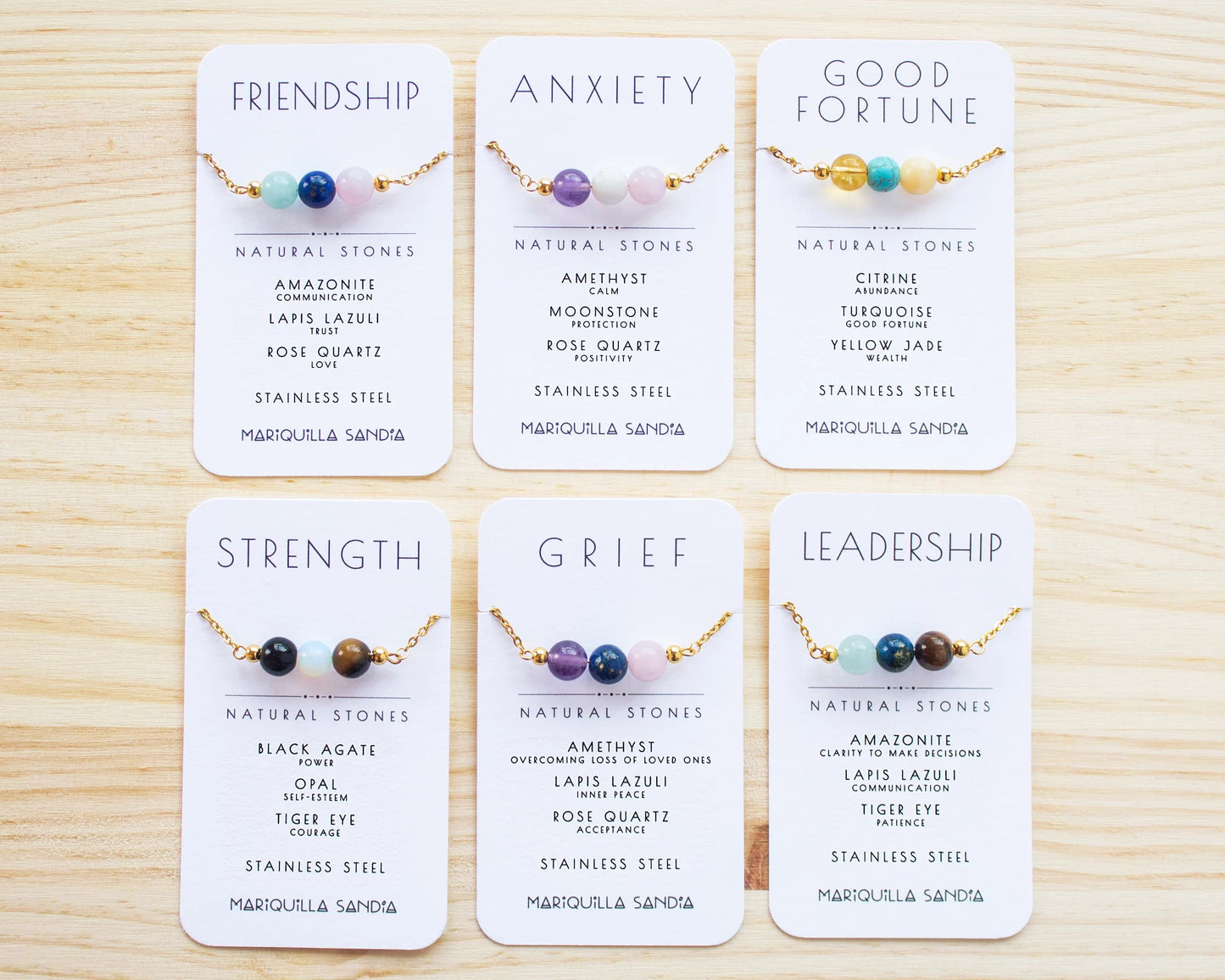 Friendship bracelet, Anxiety bracelet, Good fortune bracelet, Strength bracelet, Grief bracelet, Leadership bracelet