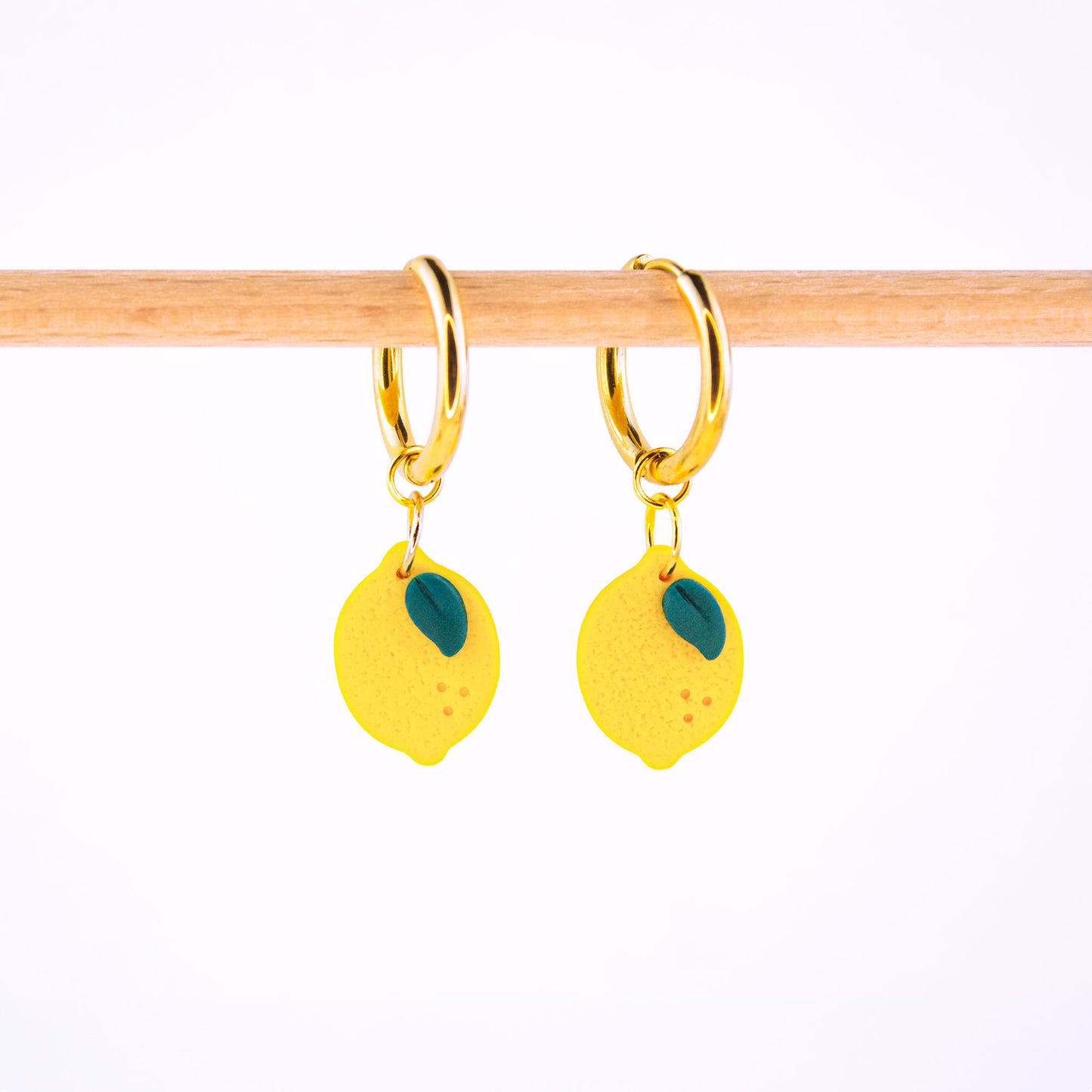 Lemon charm hoop earrings, summer jewelry