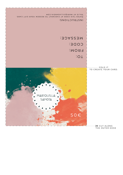 Printable gift card template in English 50 euros digital jewelry gift card to fold at home