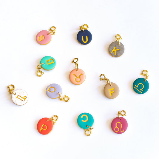 Handmade initial charms necklace with secure clasp system