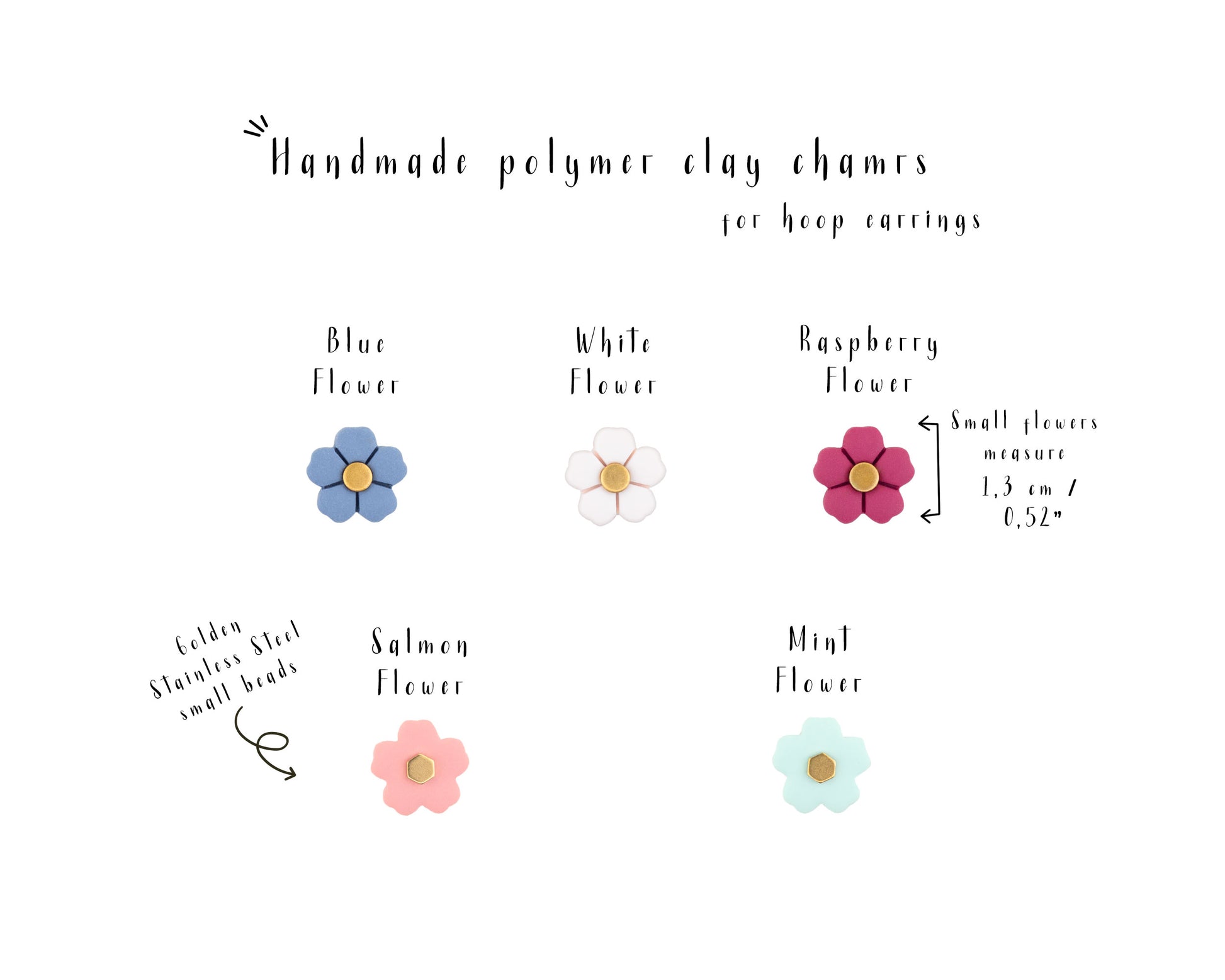Interchangeable charms featuring colorful flowers