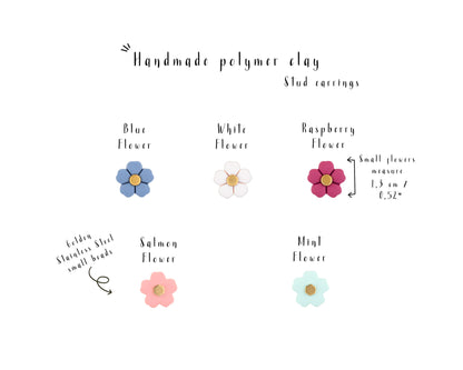 clay flower earrings are the perfect floral touch for any outfit! Choose from daisies, tulips, sunflowers, and colorful flowers to mix and match and create your own look.