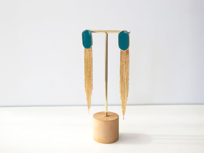 Pendientes extra largos en negro y dorado desmontables | Pendientes dos en uno