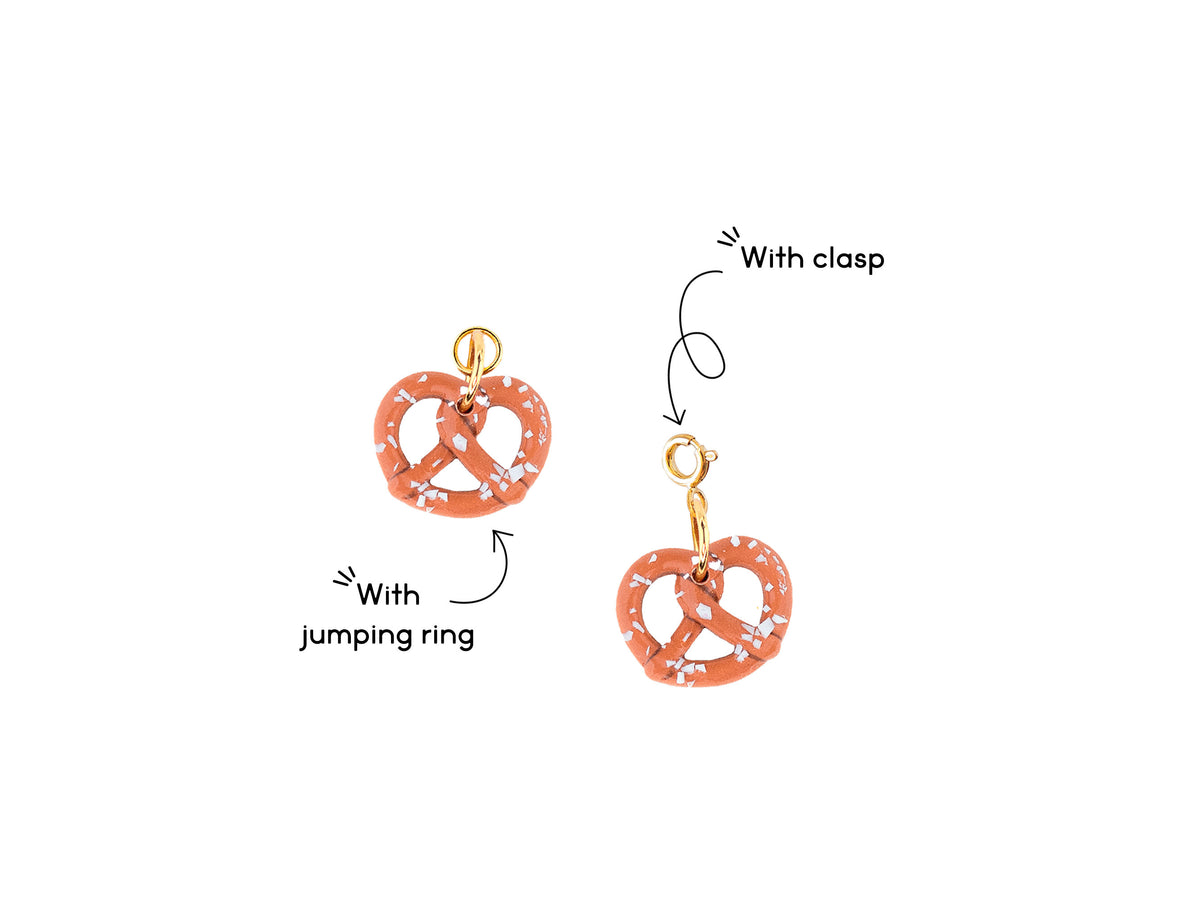 Handmade pretzel charms for hoop earrings and necklaces