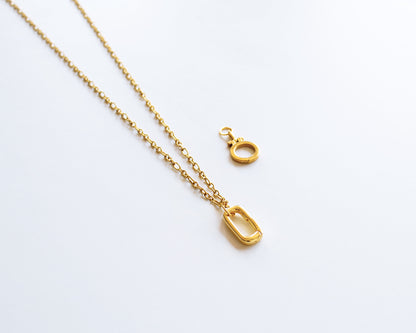 Build Your Own Gold Chain Charm Necklace with Carabiner and Interchangeable Charms