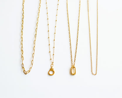 Build Your Own Gold Chain Charm Necklace with Carabiner and Interchangeable Charms
