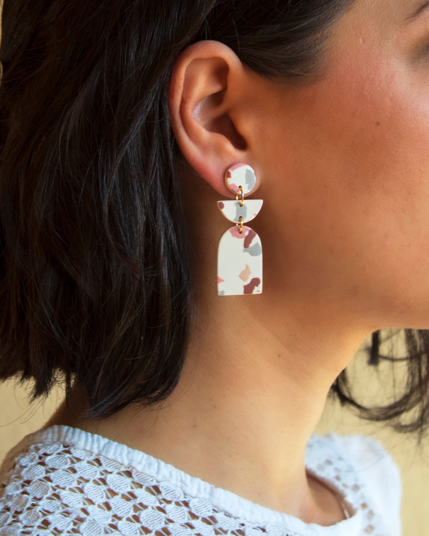 Terrazzo Earrings Dangle | Handmade Boho Jewely
