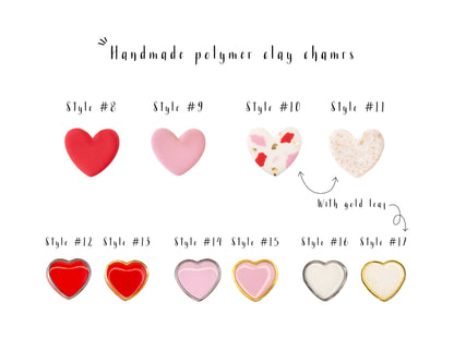 Valentine heart charms chart showing handmade cookie heart designs with gold leaf details