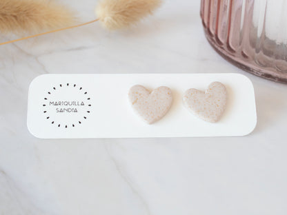 Sparkle heart stud earrings handmade